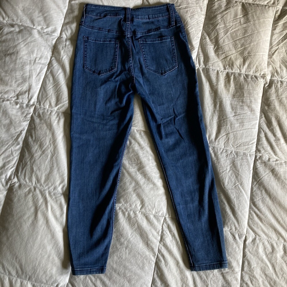 Disney Brand Juniors 9 High Waist (25") Skinny BlueJean Minnie Kisses Mickey - Picture 7 of 16